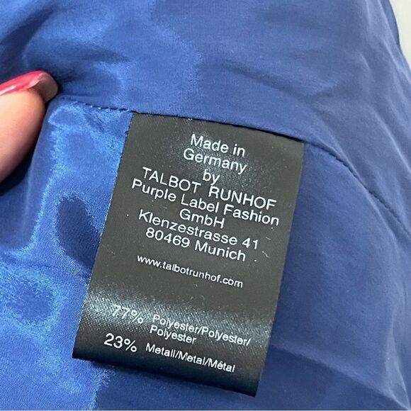 TALBOT RUNHOF Pokario23 Electric Blue Metallic Voile Gown in Size US4 - Picture 9 of 13